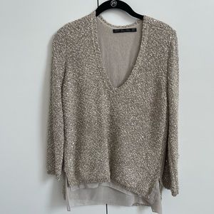 Stunning Zara layered sweater with sequin.